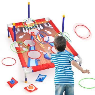 6 Hole Bean Bag Toss Game Set with Bean Bags for Kids Sandbag Throwing Hoop Easy To Install Cornhole Game Set Develops Coordination Outdoor Games