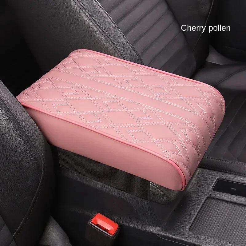 NEW Wave Embroider PU Leather Car Armrest Mat Center Console Arm Rest Protection Cushion Auto Armrests Storage Box Cover Pad