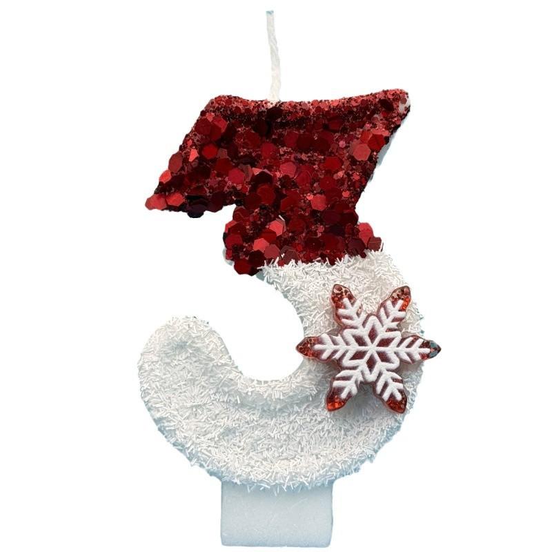 Creative Ice and Snow Digital Birthday Candle Cake Party Decoration Birthday Celebration Wax Diy Red and White Snowflakes
