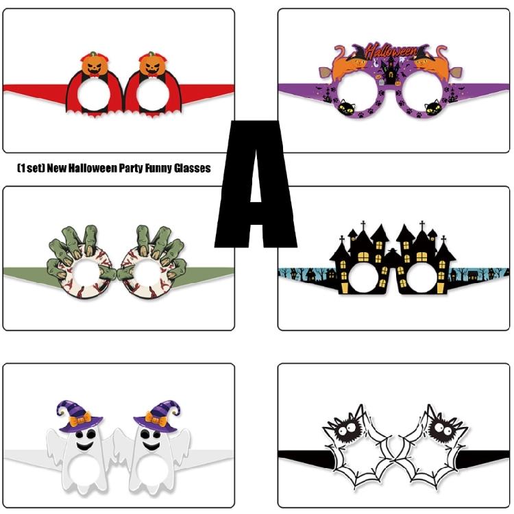 6Pcs/set Funny Halloween Party Eyeglasses Halloween Paper Glasses,Witch Bat Pumpkin Glasses Frames for Cosplay Party