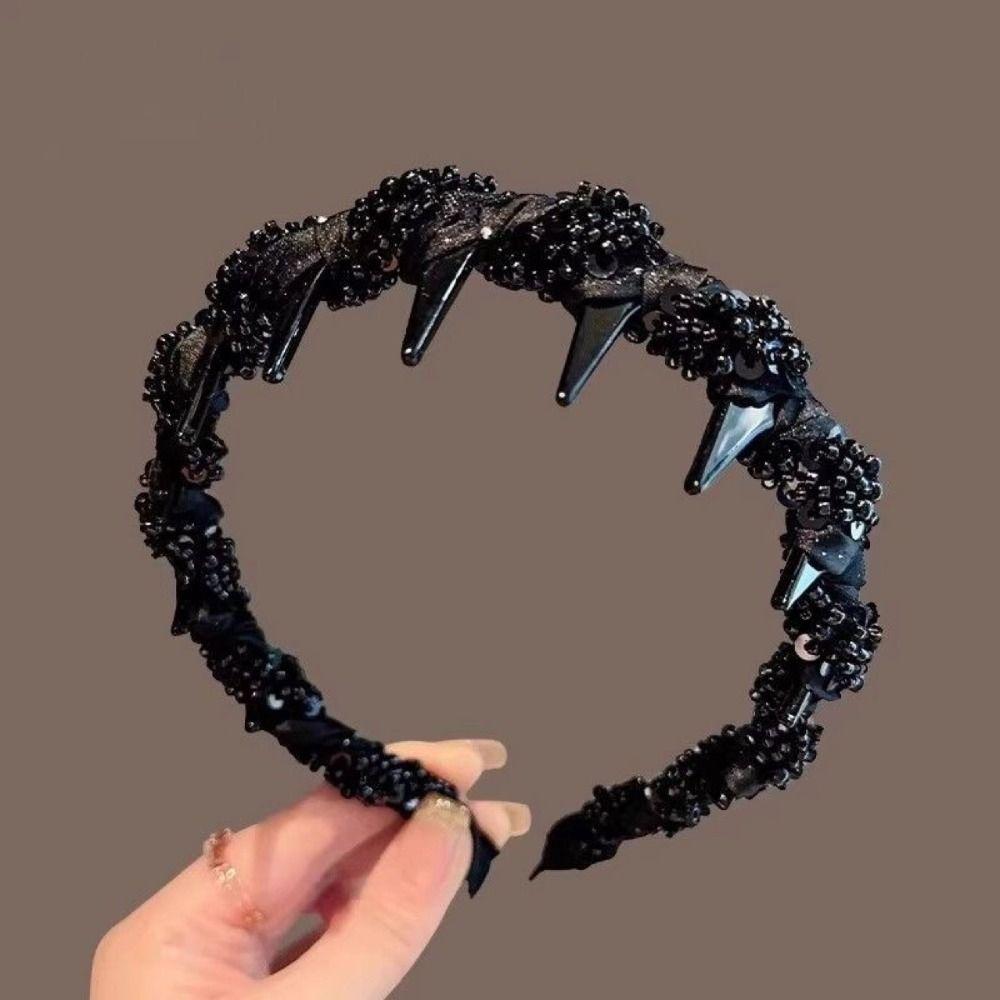 Fluffy High Cranial Top Headband Korean Style Non-slip Hair Hoop Wave Hairband with Teeth  Student