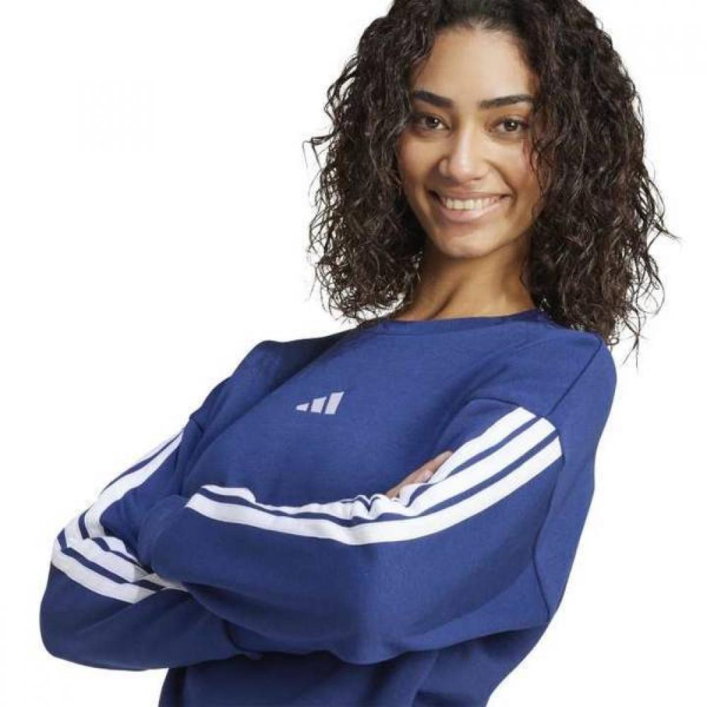 Adidas Women S eSSential 3 Stripe Fleece SweatShirt Jx7687