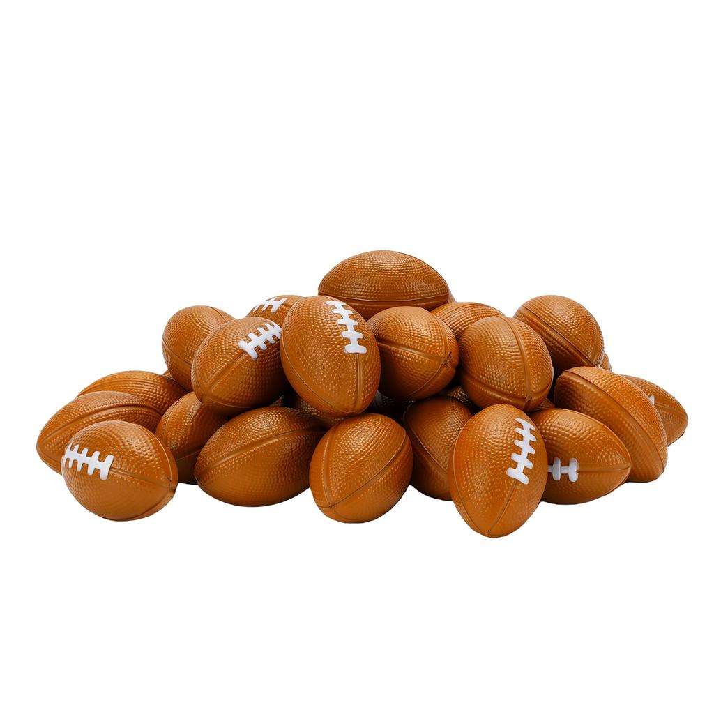 30pcs 5.5x 3.5cm Football Stress Balls Lifelike Slow Rebound Stress Relief Mini Footballs Party Favors for Travel