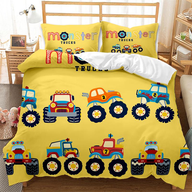 Set Copripiumino Guida di Viaggio Motivo Cartone Animato Percorso Auto Casa Edificio Set Biancheria da Letto Microfibra Tema Viaggio Misura King Copripiumino