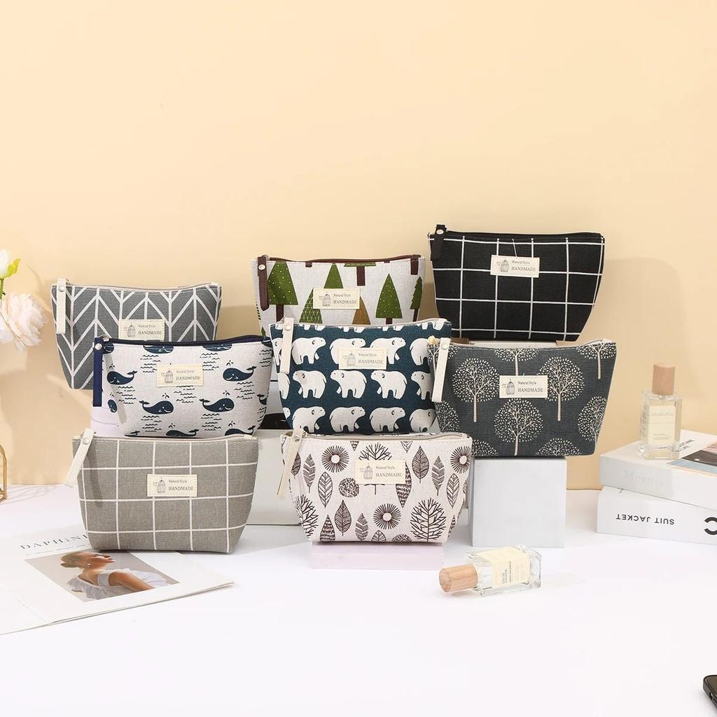 New Cosmetic Bags Zipper Opening Key Card Holder Cartoon Student Pencil Case Coin Purse Ladies Hand Portable Storage Bag