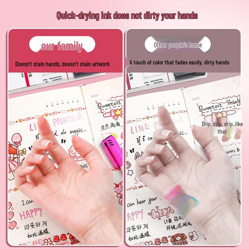 Dual-Line High-Value Colorful Marker Pen for Students and Kids, Pearlescent Highlighter