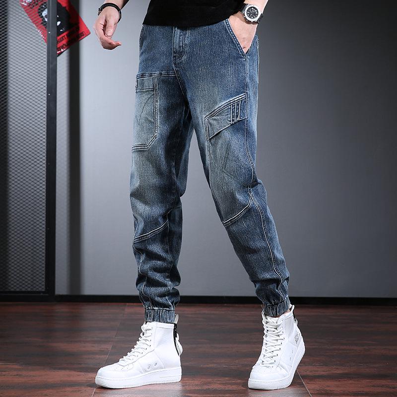 Men's Trendy Retro Workwear Jeans - 2025 Autumn Cuffed Harem Pants: Durable, All-Match, Handsome Fit
