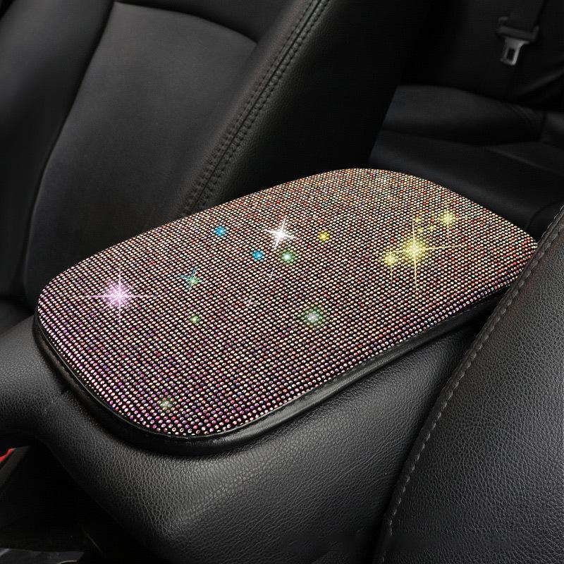 Auto Center Console Pad Crystal Bling Car Armrest Seat Box Cover Protector Universal Fit Diamond Car Decor Accessories for Women