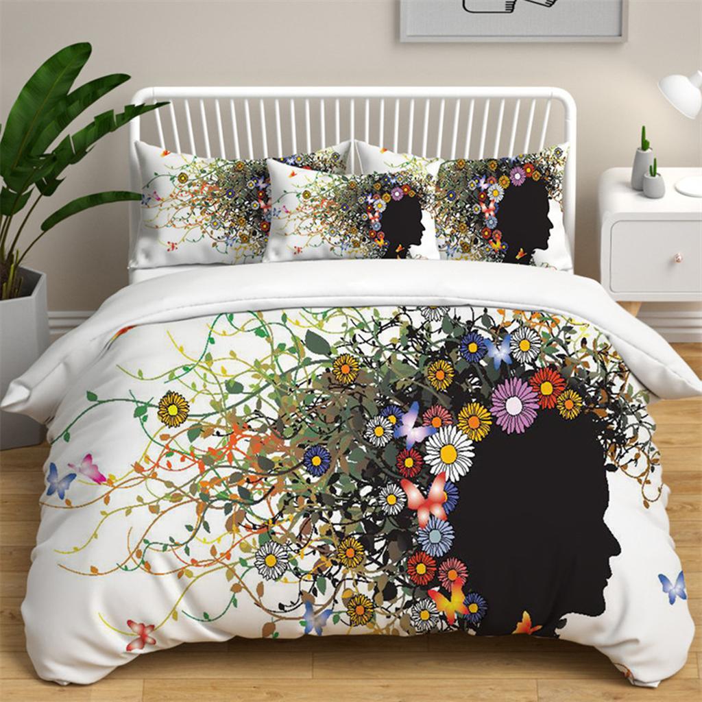 Cartoon Girly Butterfly Duvet Cover Lovely Pink Flower Fairy with Wings Romantic for Children Women Gifts for Bedroom Decoration