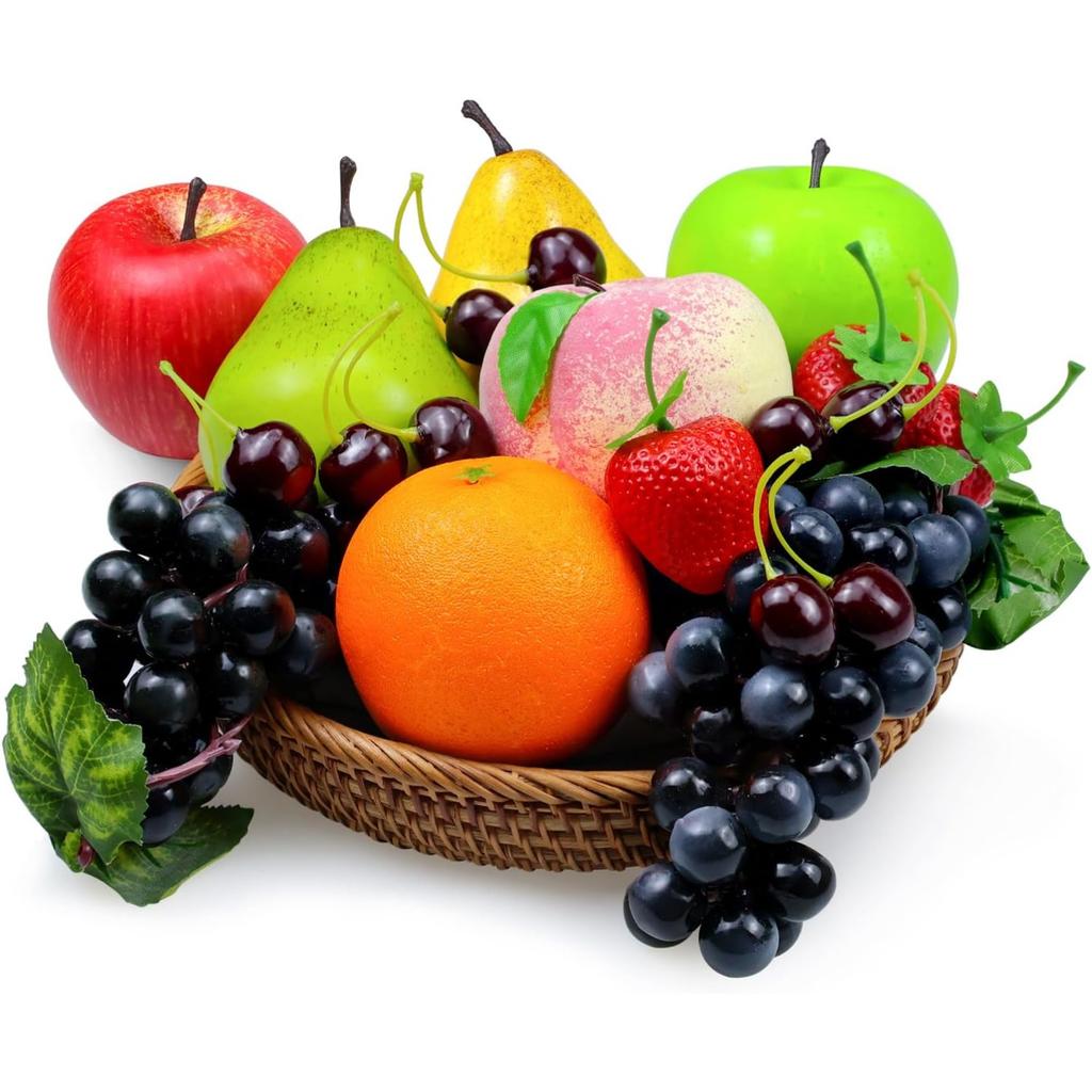 20 Pcs Fake Fruits Pack, Artificial Fruits for Decoration Kitchen Home, Display Fruits for Dining Table Decor, Realistic Fake Apple Peach Oranges G