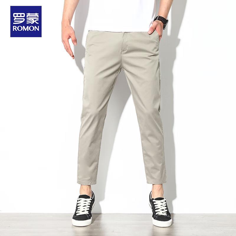 ROMON Men's Summer Loose Fit Casual Cropped Pants
