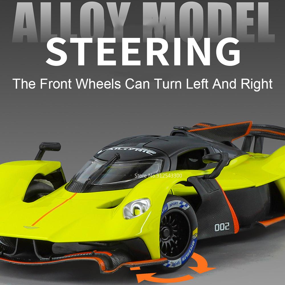 1:24 Scale Valkyrie Senna Sports Car Model Toy Doors Opened Metal Body Rubber Tires Supercar Models Presents for Boyfriend