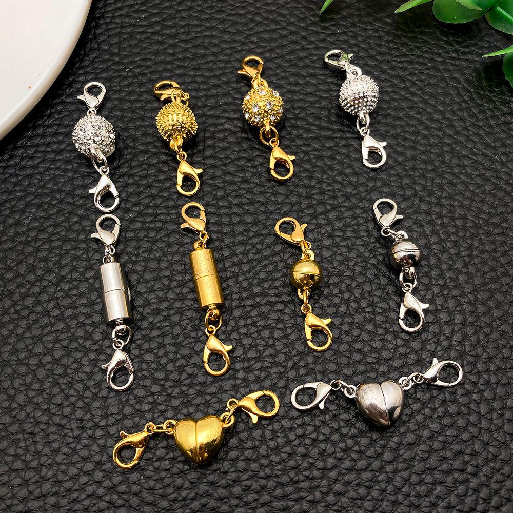 10-Style Multi-Color Round Magnetic Lobster Clasp Charms for DIY Bracelet & Necklace Jewelry