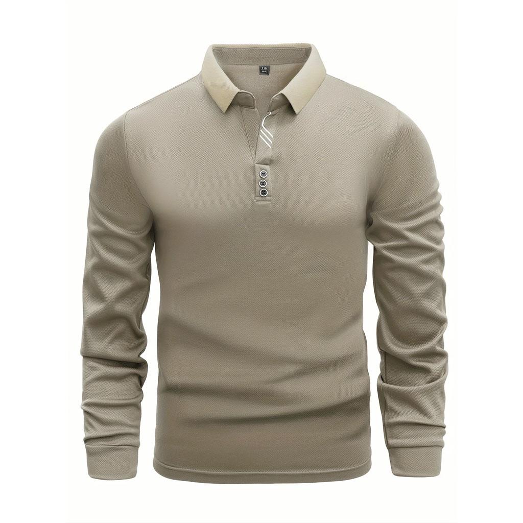 

Весеннее мужское поло с длинным рукавом: Отложной воротник, однотонный, дышащий, уютный, на пуговицах XL жёлтый