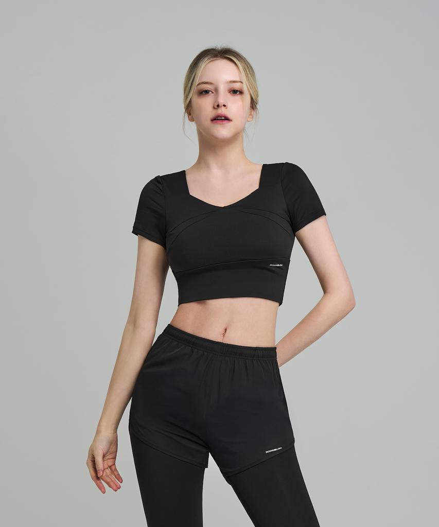 Down Blow Women'S Sports Soft Tension Crop Short Sleeve (Removable Pads) Dbc 1903W