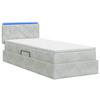 LED Storage Bed with Mattress Light Grey 90 X 200 Cm Velvet