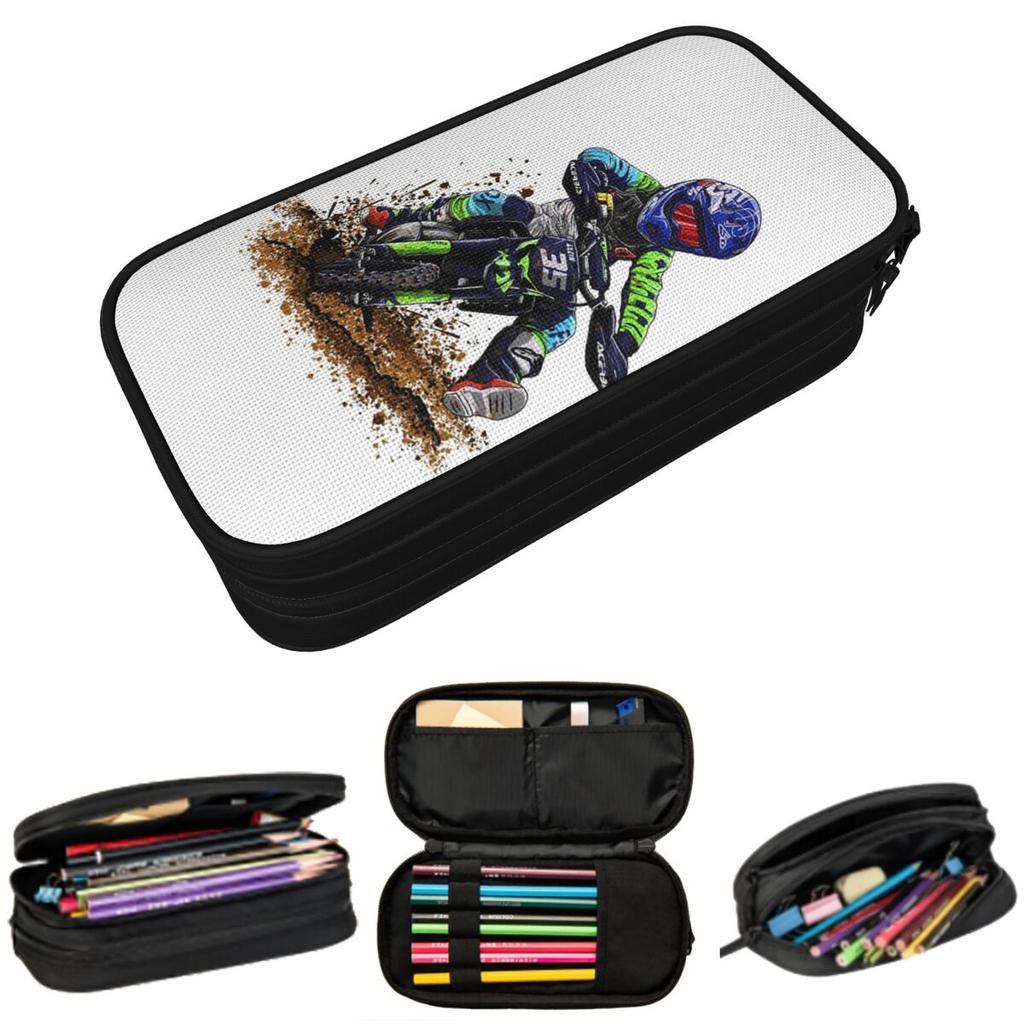 Motocross Dirt Bike Studios MX Rider 35 Pencil Case for Studen School Pen Box Pencil Bag Stationery Supplies Pen Holder Bag