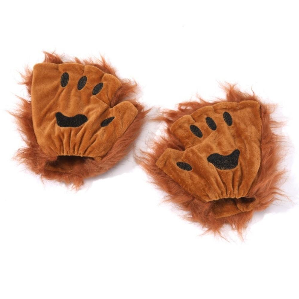 Polyester Bärenpfoten Handschuhe Halbfinger Katzenpfoten Fäustlinge Raubtierkralle Halloween Handschuhe Cosplay