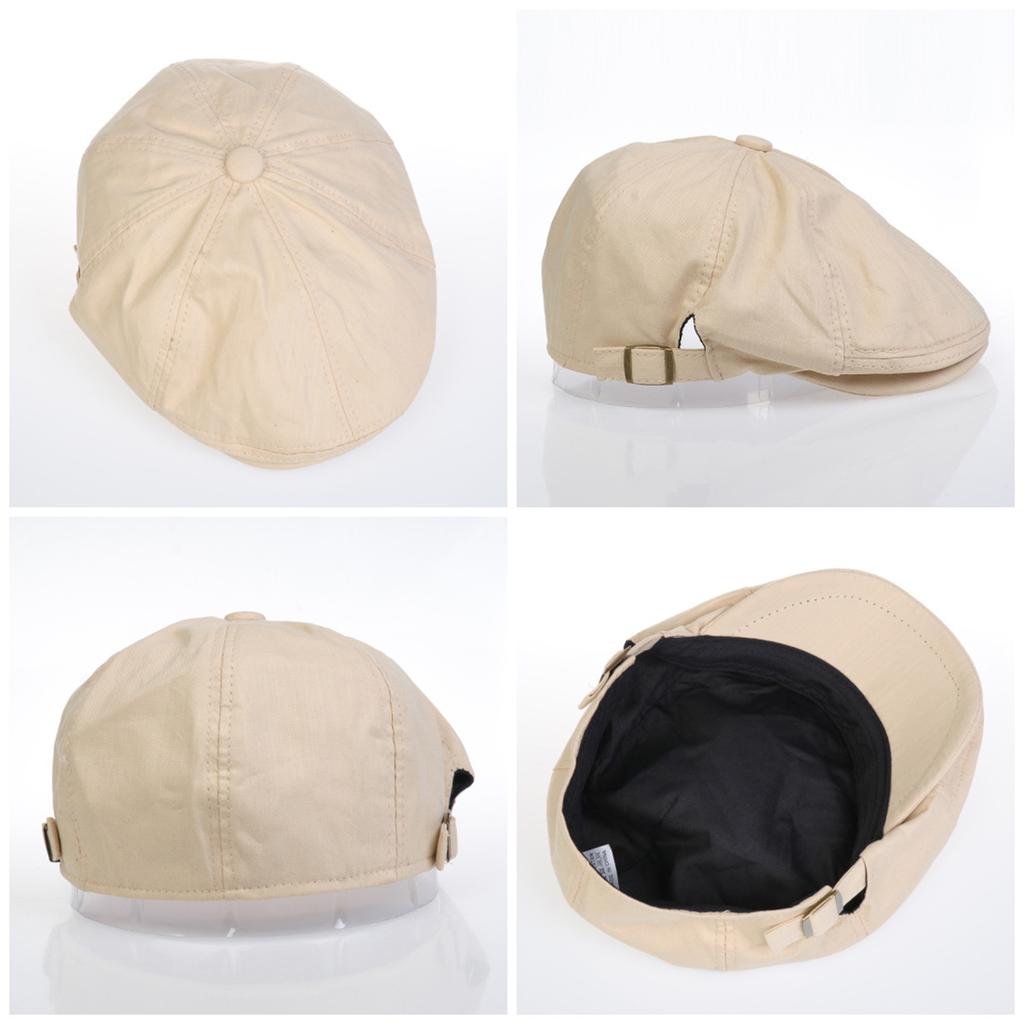 Men Women Vintage Solid Flat Cap 65% Cotton Newsboy Ivy Hat Adjustable Beret Painter Cap Retro British Forward Cap