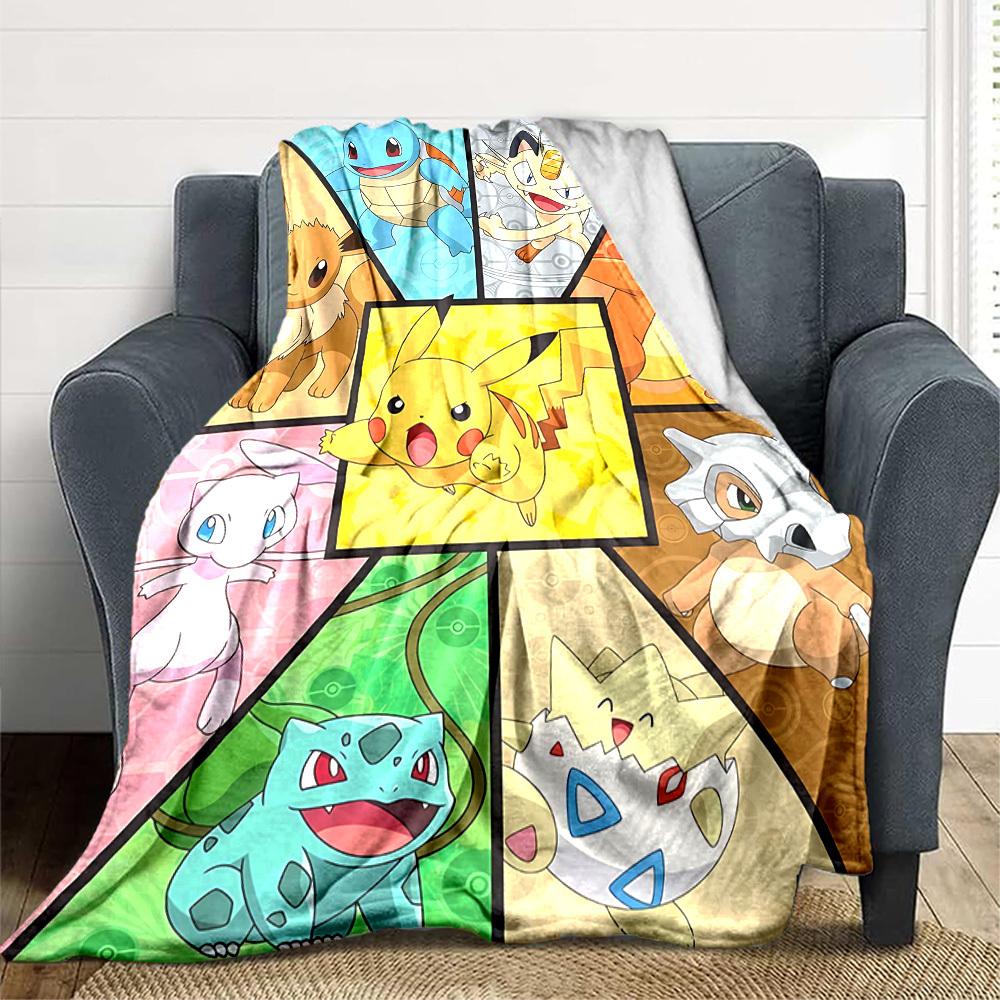 1PC Pokemon, Blanket Soft Warm All Season Throw for Sofa, Bed, Car, Office Vibrant Colorful Design, Durable & Cozy Gift