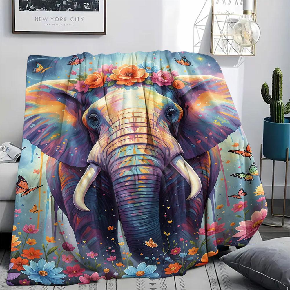 1Pc Liquidpaintanimals Print Flannel Blanket, High Quality Comfortable for All Seasons, Home Decor, Warmth and Comfort, Perfect for Christmas Gifts