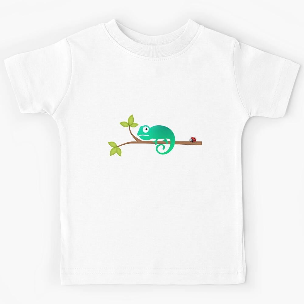 Green Gradient Chameleon with a Friend. Kids T-Shirt 140