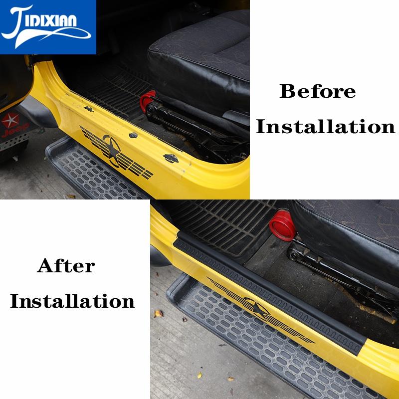 JIDIXIAN Styling Mouldings Rubber Car Door Sill Scuff Plate Entry Guard Trim for Jeep Wrangler TJ 1997-2006