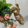 Handmade Monkey Hanging Ornament Cute Animal Statue Garden Climbing Monkey Figurine  Plant Hanging