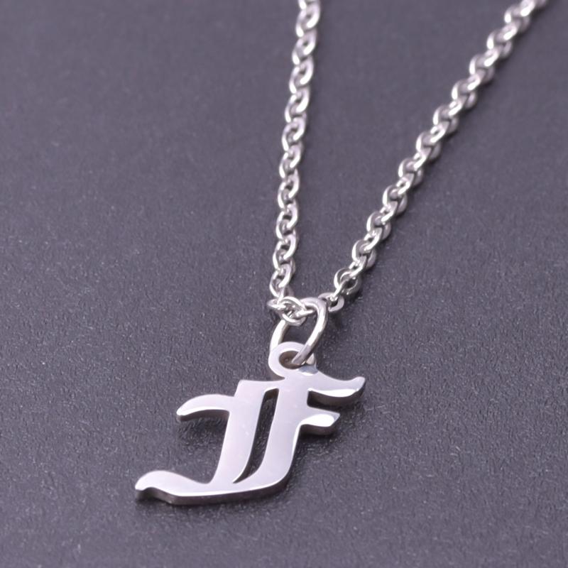 2pcs Stainless Steel Initial Necklace For Men Women Chain Old English Pendant 26 Letters Statement Necklaces Jewelry Couple Gift