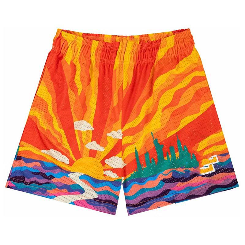 

Американские спортивные шорты: Дышащие, Легкие, Свободные брюки для бега и фитнеса XXL оранжево-красный