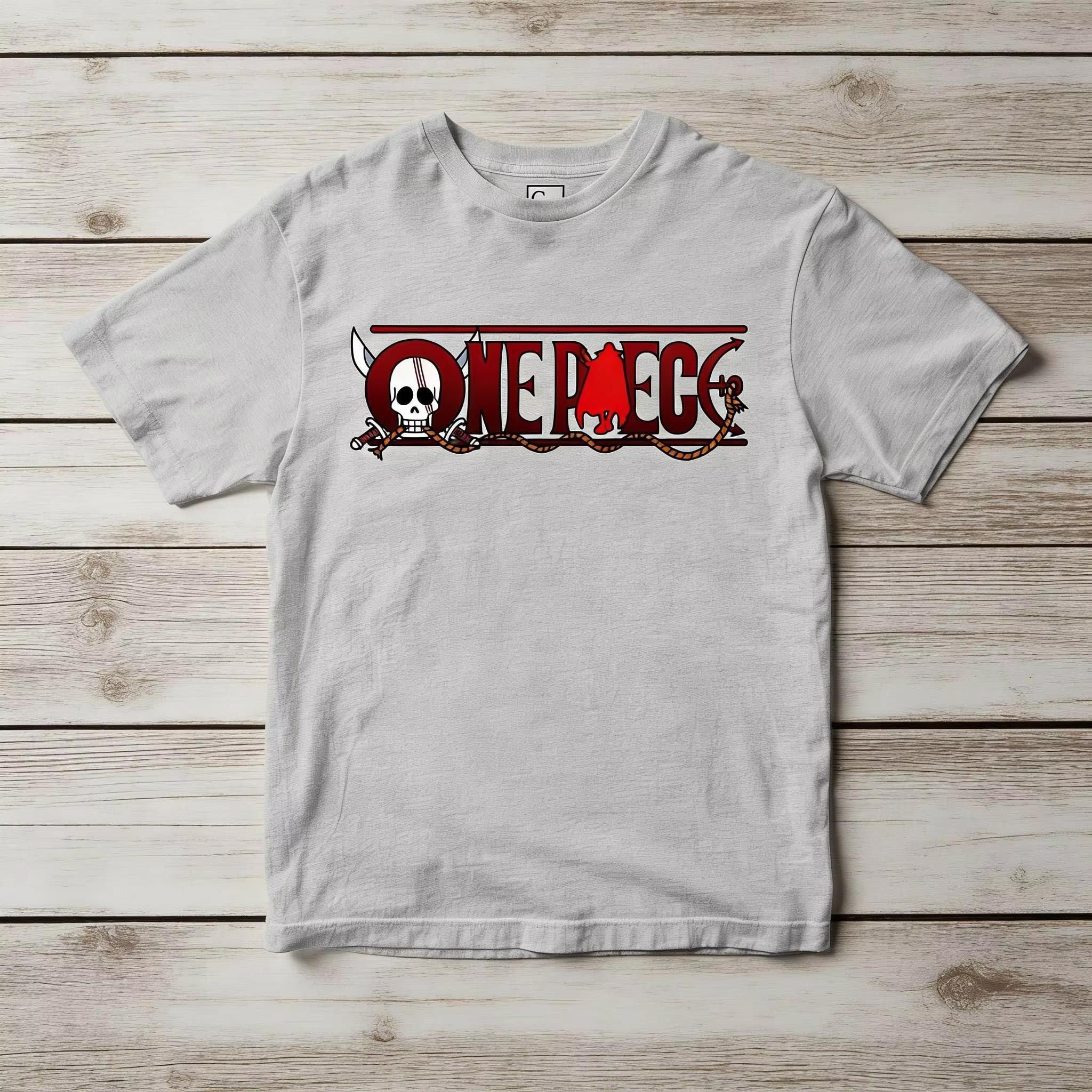 

2026 new Sports Tshirt Shortsleeved Tshirt Anime One Piece Skull Rope Print Red and Black Pattern 4XL