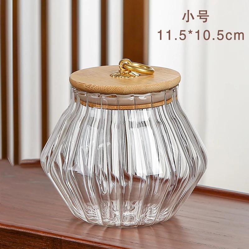 Tea Jar Flower Tea Jar Glass Sealed Jar Coffee Bean Jar Household Tea Bin Kitchen Storage Jar Through Storage Bottle