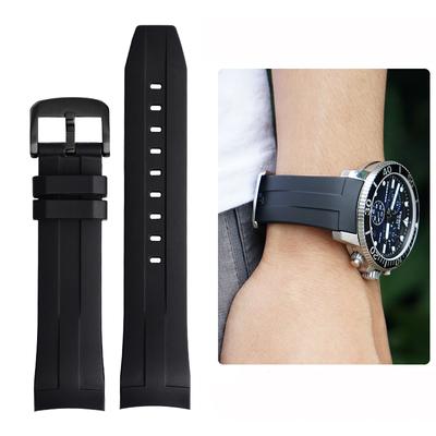 Вигнутий гумовий ремінець для годинника Tissot 1853 Starfish Diving T120 Силіконовий ремінець T120417A Браслет на зап'ястя 22 мм Чоловічий Чорний Синій