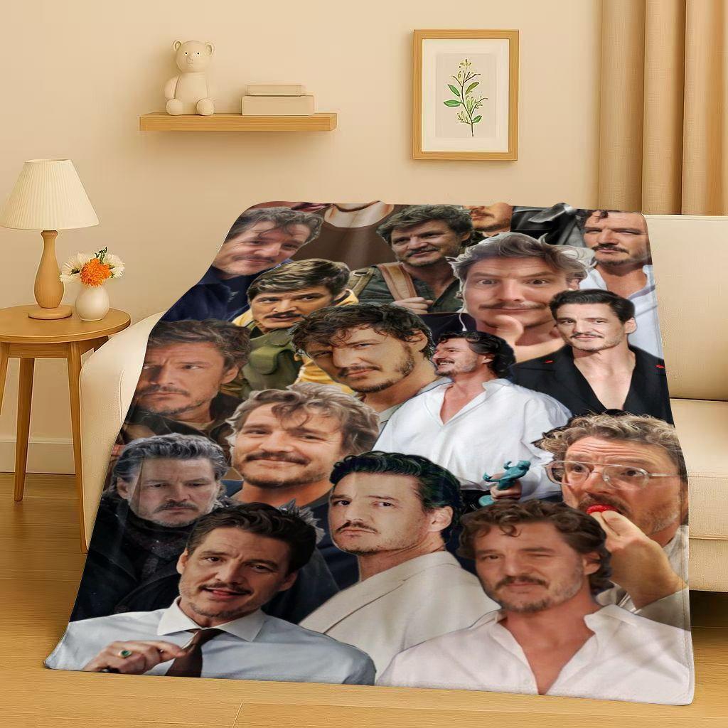 Fashion Pedro Pascal Handsome Actor Flannel Blanket,Ultra Soft Warm Plush Throw for Home Bedroom Bed Sofa Cover Kids Picnic Gift