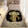 Area Rug, Thor Mjolnir Hammer Gold Lightning Celtic Knot Poster, Living Room Decor, Non-Slip Mat