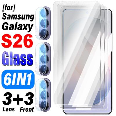 For Samsung Galaxy S26 Ultra 6in1 Tempered Glass Front Screen Protector HD Clear Lens Protective Film for Samsung Galaxy S26Plus