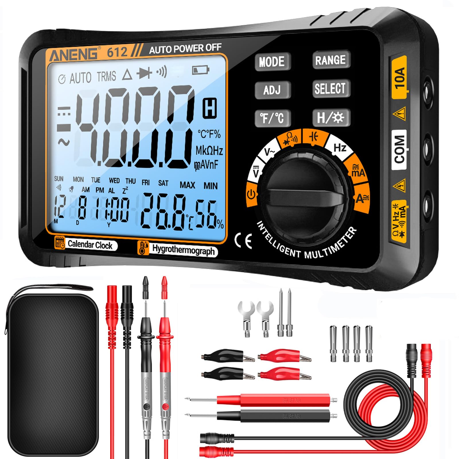 

ANENG 612 4000 TRMS Цифровий вимірювач та тестер температури, Мультиметр, Лічильник, Вольтметр, Автоматичний діапазон, Мультиметр, AC/DC, NCV, Напруга, Діод,