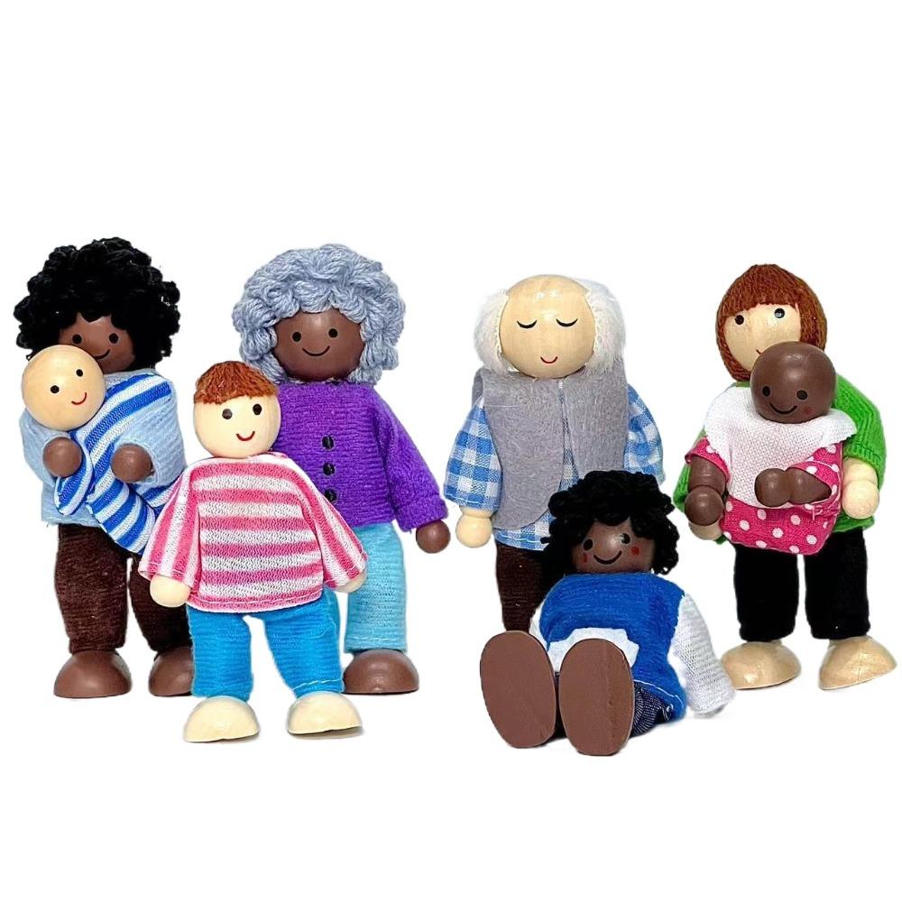 

8 шт./набор Фигурки Мини Деревянная Семейная Кукла Симуляция Дети Марионетка Притворные Игрушки Кукольный домик 8pcs