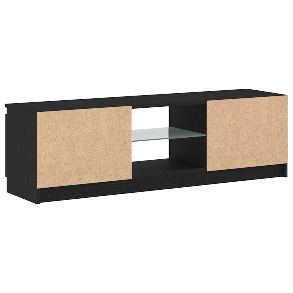 TV Cabinet with LED Lights Black Oak Effect 120 x 30 x 36 cm