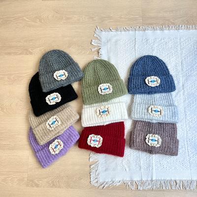 Label Knitted Hat Winter Thickened Warm Woolen Hat Fashion Versatile Lace Cloth Label Hat