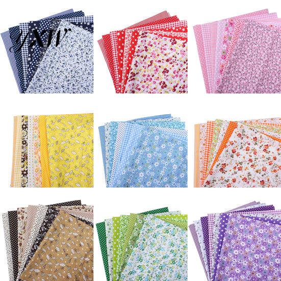 Cotton Fabric 7Pcs Sewing Stylish Soft Plain Cloth Floral Small Piece of DIY Accessory for Handmade Bags Handkerchief Arts Crafts