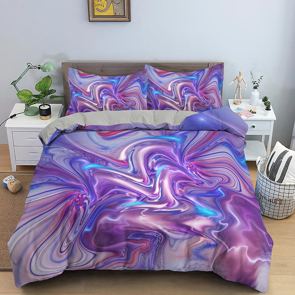 Abstract Duvet Cover Set King Microfiber Blue Psychedelic Bedding Set 2/3 Pcs Queen Size Warped Space Theme Twin Comforter Cover