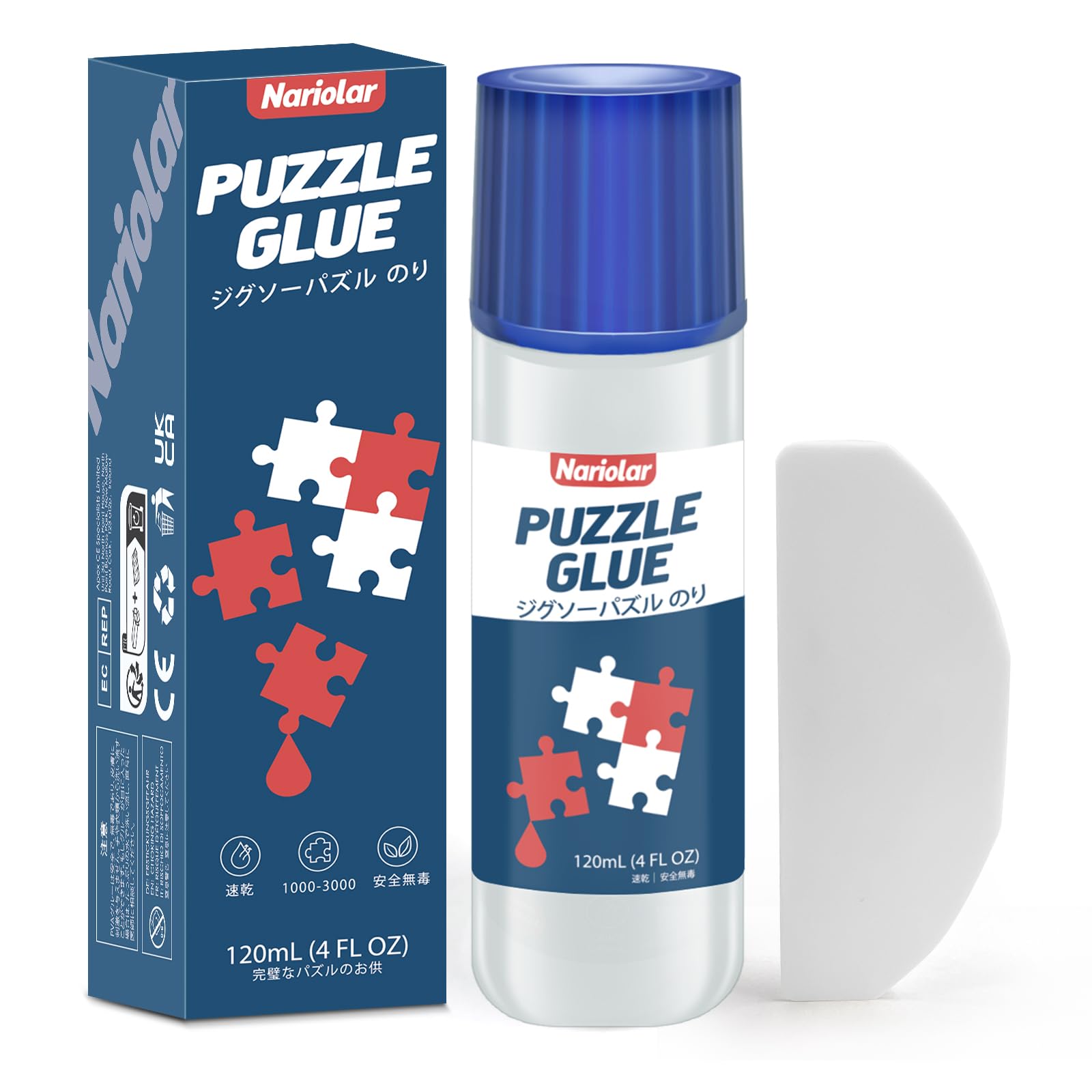 

Клей для пазлов Nariolar, подходит для склеивания и подвешивания, 120 мл, шпатель, пазлы, быстросохнущий, синий