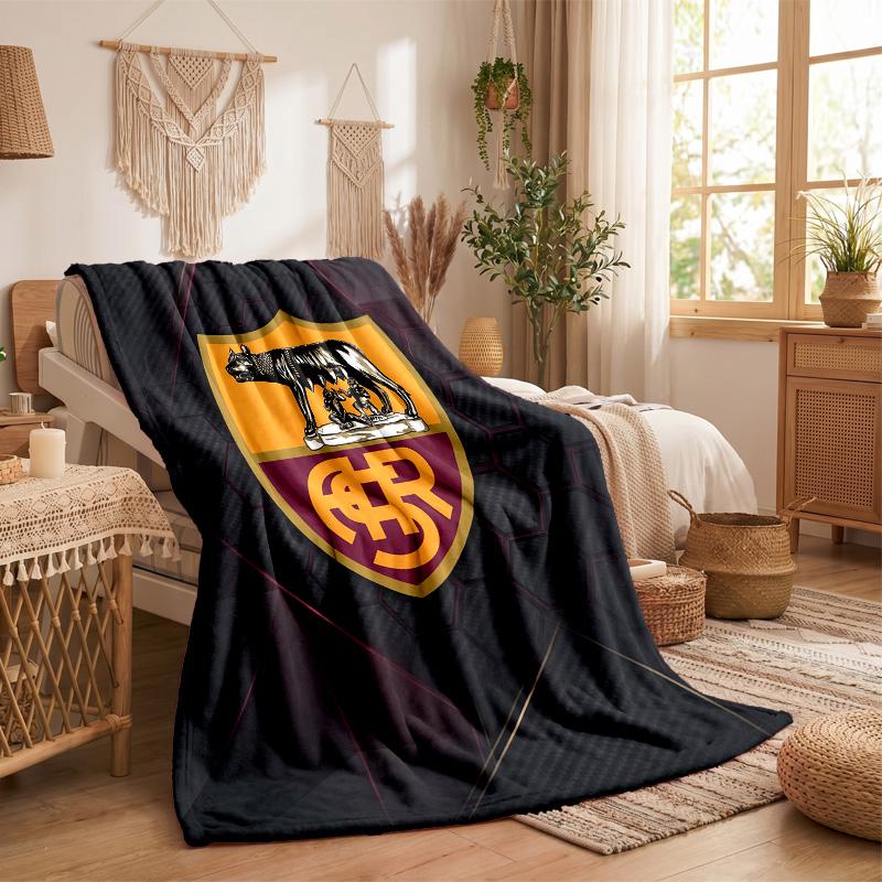 Coperta in Pile Tema AS Roma Morbida e Accogliente Coperta in Peluche per Camera da Letto Divano Viaggio