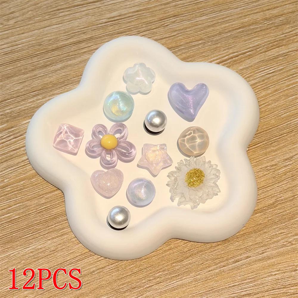 12Pcs Colorful Sparkling Powder Shoe Charms Set with Gemstone Crystal Pearl Flower - DIY Detachable Shoe Decorations Accessories