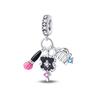 Beauty Series Copper Metal Brush&Mirror&Comb Three Piece Set Dangle Charm Bead Component Designed For Do It Yourself Bracelet High Quality Fine