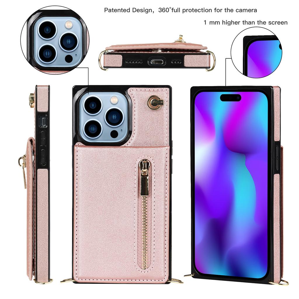 CrossBody Lanyard Zipper Wallet Leather Case for iPhone 15 14 Plus 13 12 11 Pro Max XSMax 8 7 P Samsung S24 S23 S22 S21 Ultra Plus S23 S21 FE Note20Ul