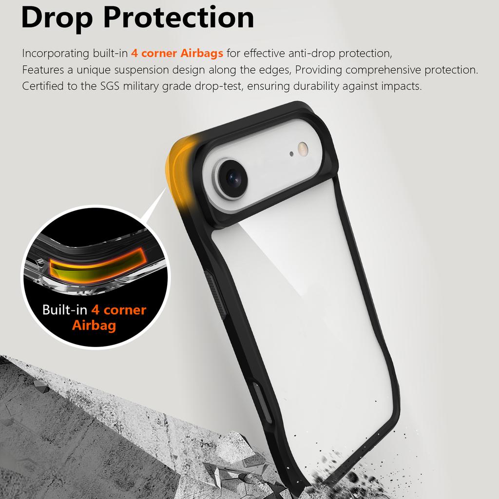 For iPhone 17 Air Case Anti-Scratch TPU+PC Hybrid Phone Cover