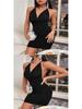 2026 Spring/Summer European & American Women's Fashion: Sexy Slit Bow Backless Halter Dress