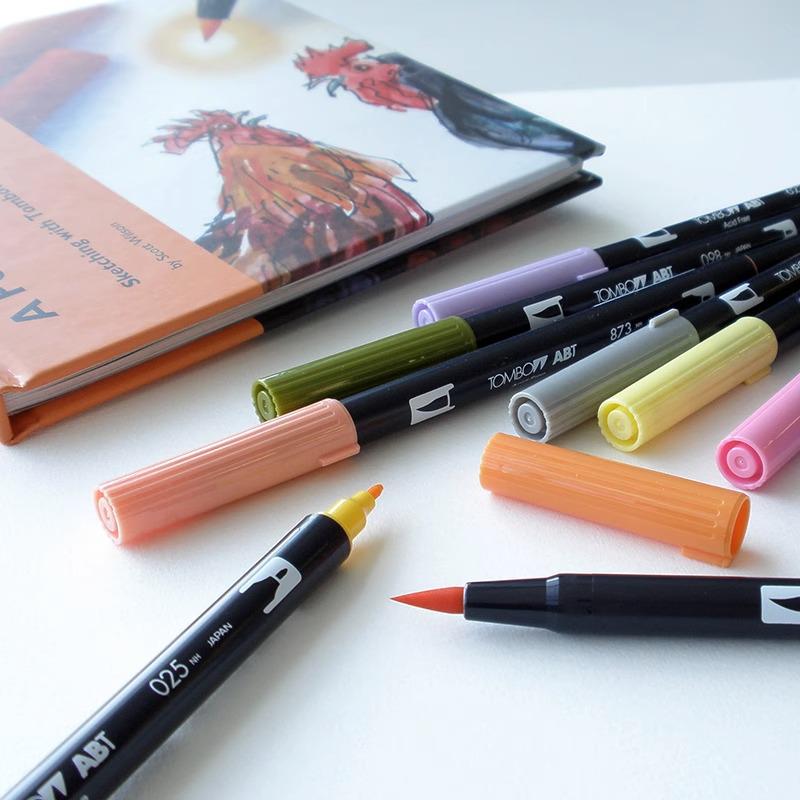 Tombow ABT Warm Color Double-Ended Watercolor Brush Pen for Students